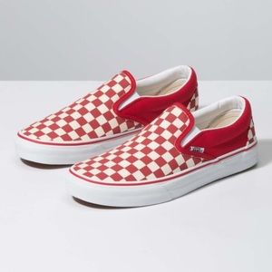 Vans Red Checkerboard Slip On Sneakers Unisex